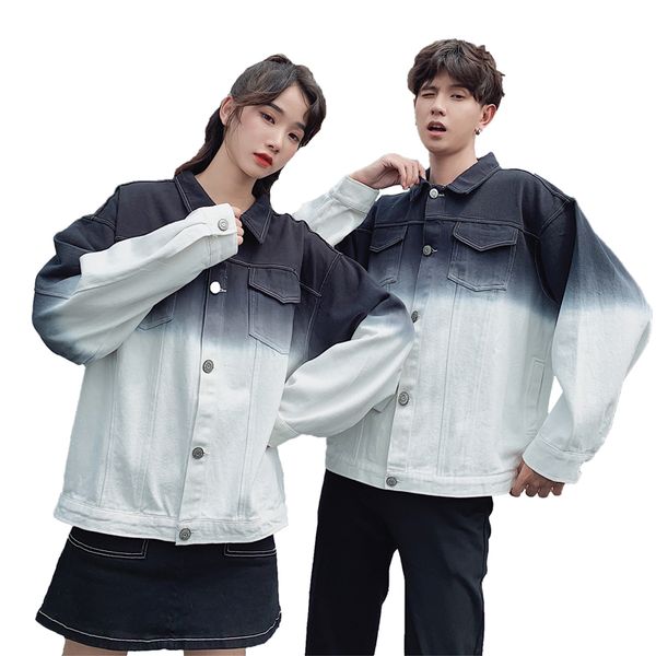 

men's jackets autumn and winter korean version of the loose denim jacket coat couples men women with same paragraph, Black;brown