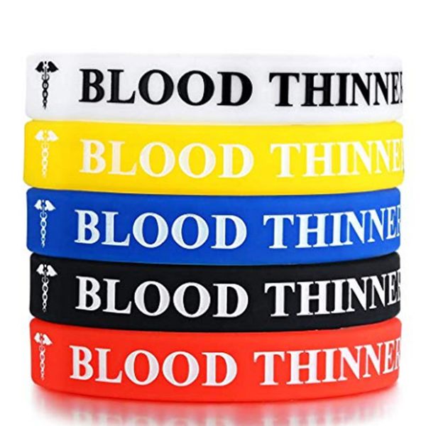 

1pc blood thinner bracelet for men women silicone alert id wristbands, Golden;silver