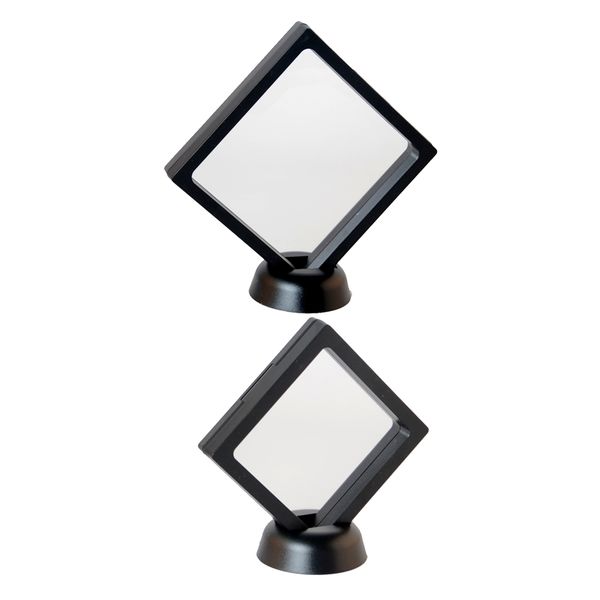 

2 pieces floating challenge coin jewelry stand display box show case stand, Black;white