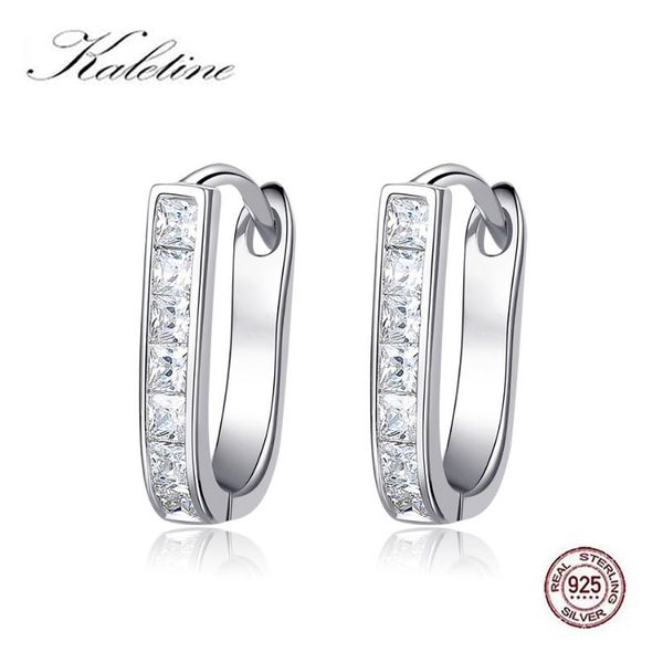 

hoop & huggie kaletine 925 sterling silver earrings for women accessories zircon white gold wedding jewelry gift, Golden;silver