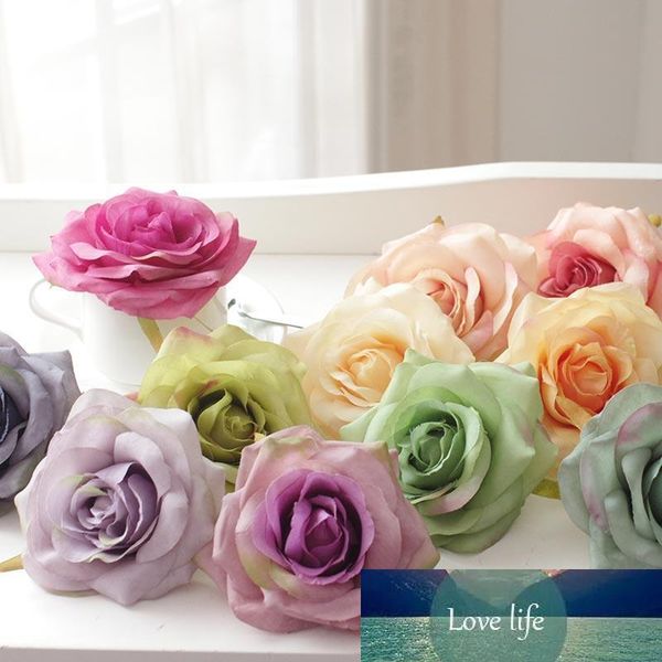 Pittura a olio artificiale testa di rosa fiori di seta decration matrimonio flores fiori finti per casa matrimonio giardino hotel ART fai da te