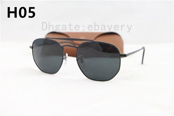

1pcs men's sunglasses style metal uv400 gold green glass lens vintage square oculos de sol masculino with box,case, White;black