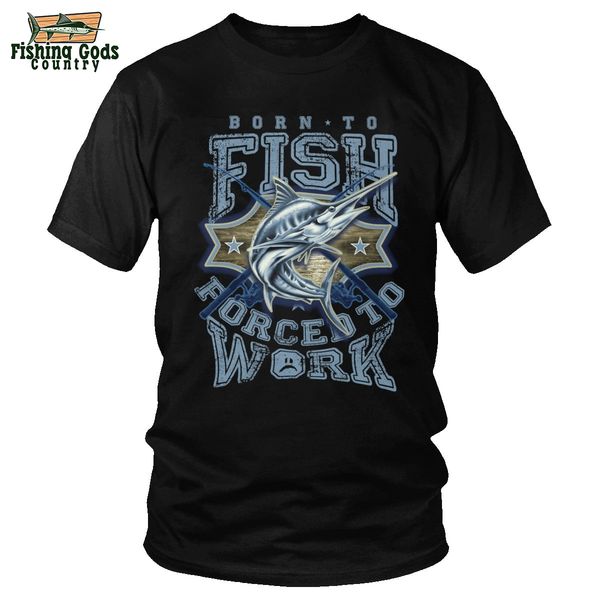

men's born to fish forced to work t shirt fgc