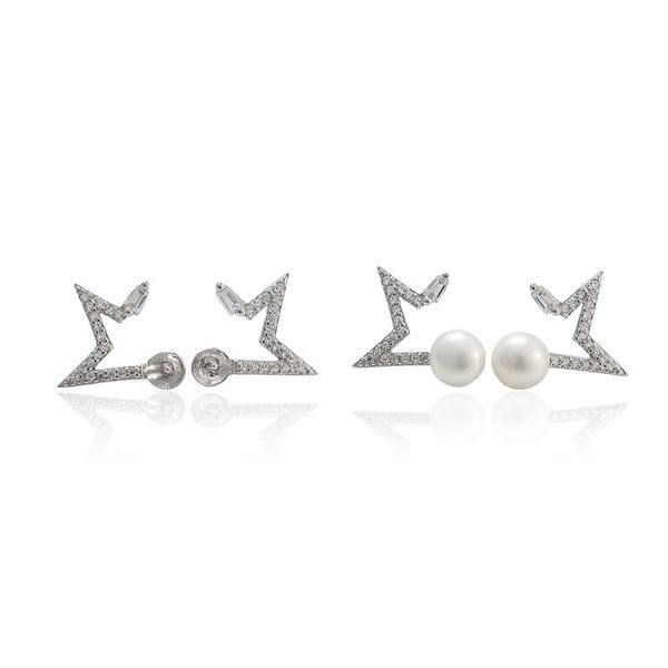 Vendita calda E846S925 gioielli orecchio puro argento moda orecchini di perle naturali per le donne