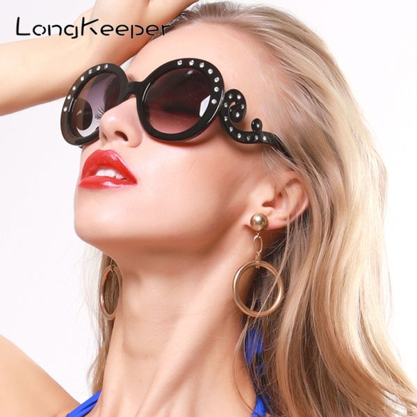 

round sunglasses women vintage diamond big frame sun glasses ladies rhinestone eyeglasses feminino, White;black