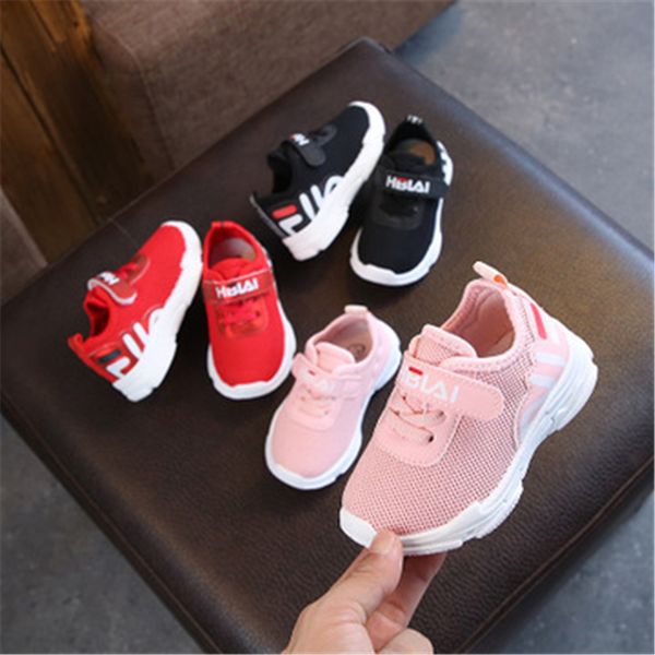 

new 2020 spring children casual shoes mesh cloth breathable boys girls sneakers comfortable soft flats kids sports shoes 02a, Black