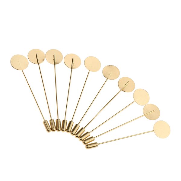 

10 pieces lapel stick pin tie hat scarf brooch diy tray pad 7.5cm copper, Gray