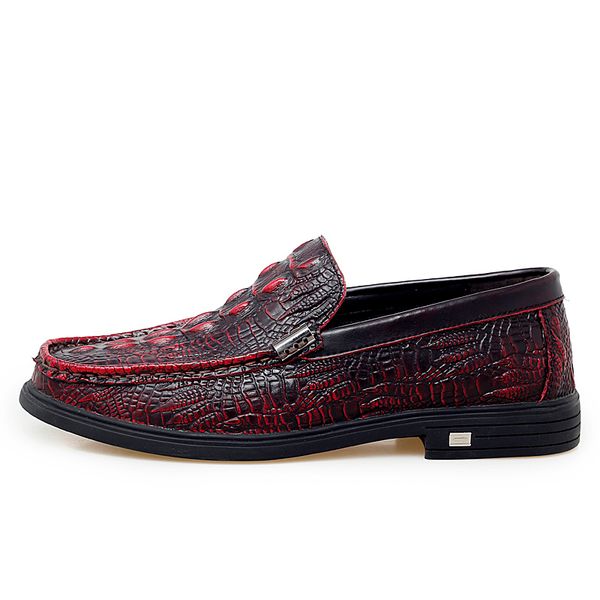 

new fashion, genuine leather, alligator-print tsutsu, casual loafers, Black