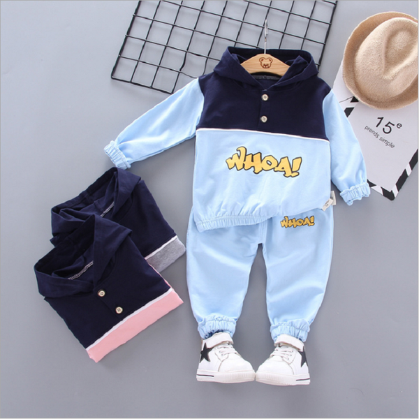 

spring autumn clothing children cotton children's clothing new men and women baby casual two-piece suit, Pink;blue