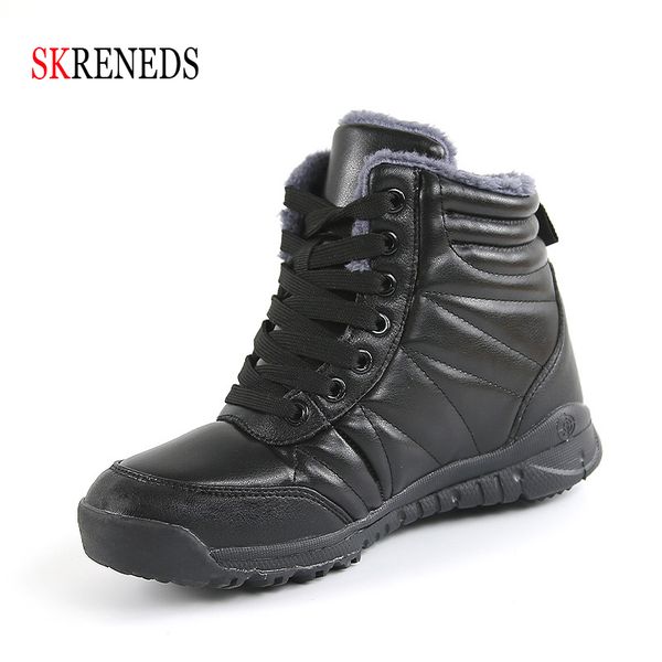 

2020women boots waterproof winter shoes women snow boots platform keep warm ankle winter with thick fur heels botas mujer, Black
