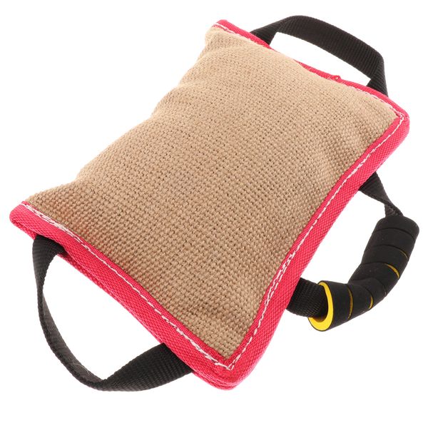

3 handles linen bite pillow great tug toy for your young dogs