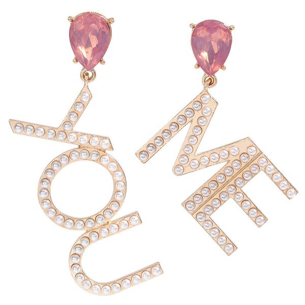 

dangle & chandelier 2021 big letter drop earrings pearls word you me hanging for women girl statement wedding jewelry accessories, Silver