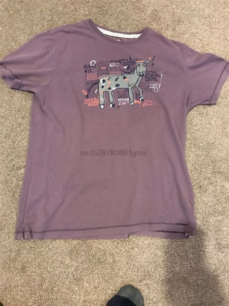 

white stuff size large purple graphic print cotton t-shirt light tee shirt