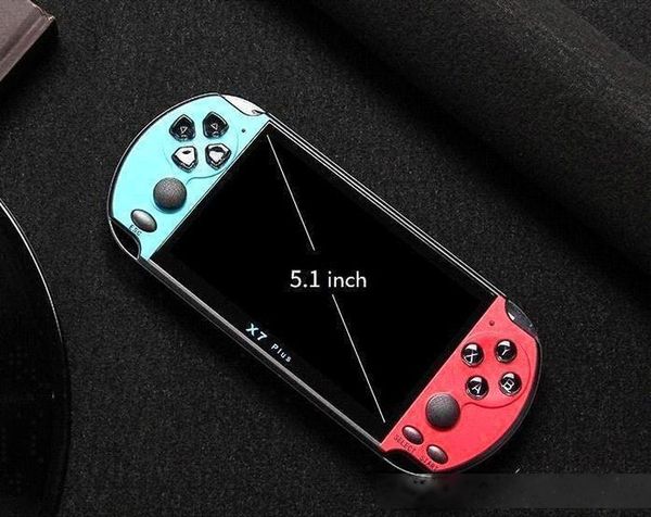 

new x7 plus handheld game player 5.1 inch large screen portable game console mp4 player with camera tv out tf video for gba nes game 8gb