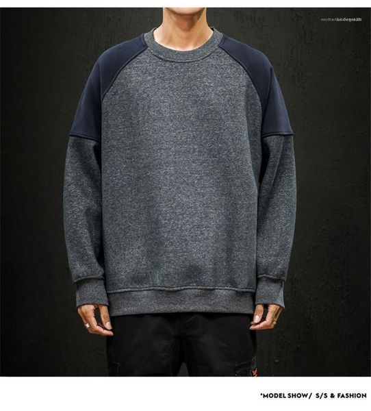 

size thick clothes homme fashion sweatshirts pullovers clothing mens designer patchwork hoodies mens o-neck long sleeve plus, Black