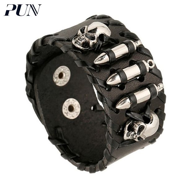 

pun punk charm skull devil demon leather bracelet men male mens bracelets 2020 braclet hand chain braslet, Red;blue