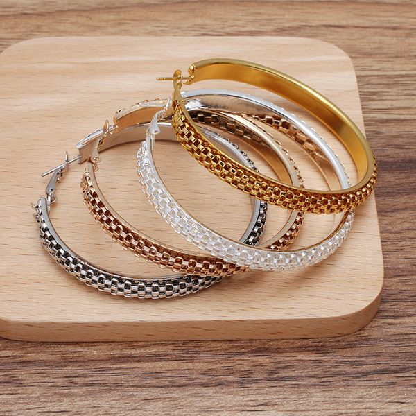 

2020 new circle round hoop earrings for women's fashion statement golden punk charm big earrings party jewelry, Golden;silver