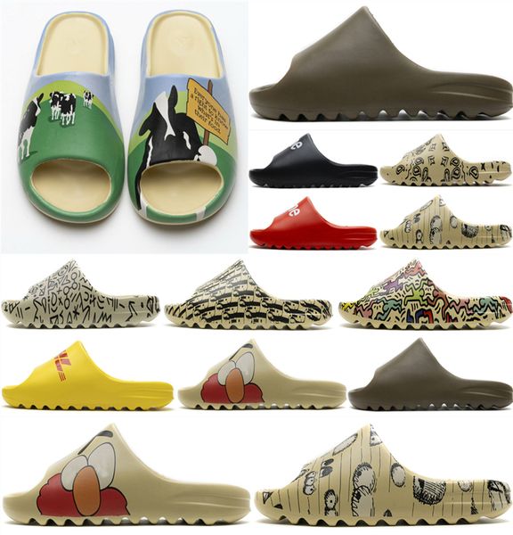 

new kanye west slippers platform sandale foam runner clog sandal women mens slides sandals sliders platform house outdoor slipper 36-44, White;red