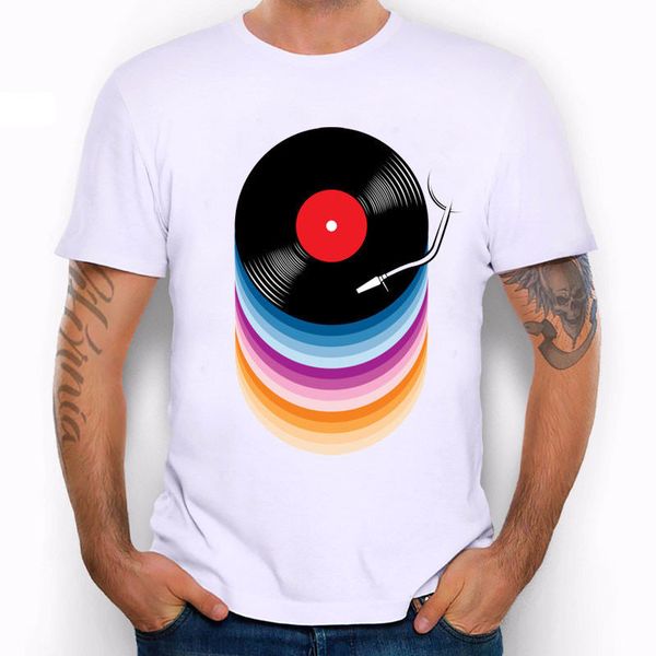 

2019 male selling cool rainbow color vinyl dj vintage phonograph funny joke men t shirt tee summer tee shirt