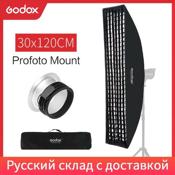 

light stands & booms godox 30x120cm 12"x47" honeycomb grid rectangular profoto mount strip softbox studio strobe diffuser