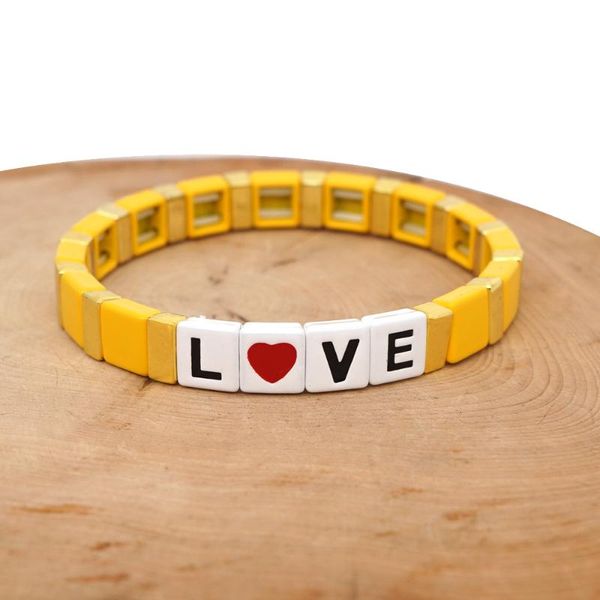 

shinus 2020 enamel tile beads bracelet women heart couple bracelets femme armband pulseras mujer boho jewelry friendship diy, Golden;silver