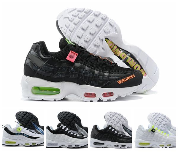 

2020 new 95s worldwide mens running shoes trainers sneakers women sports triple black white des chaussures zapatos size 12