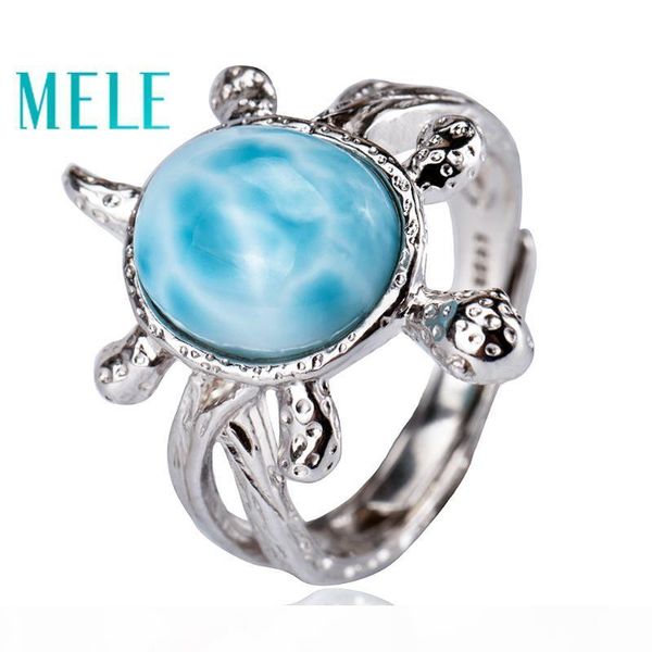 

tortoise shape natural deep blue larimar ring with silver 925,classic style jewelry for women and girls suitable for party, Golden;silver