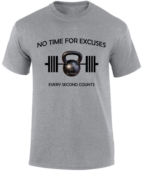 

no time for excuses barbell kettle bells gym fitness cross fit slogan 100% cotton short sleeve o-neck hip hop t shirts