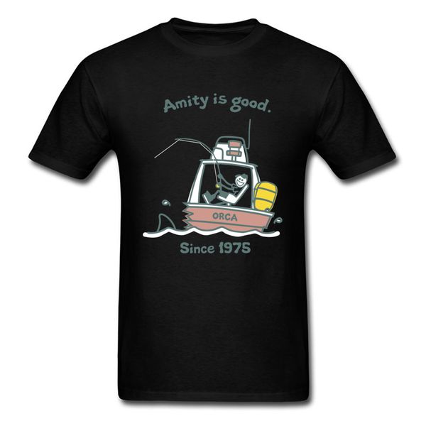 

amity is good 1975 men t shirt cartoon t-shirt usa funny tees leisure summer clothing cotton jaws tshirt