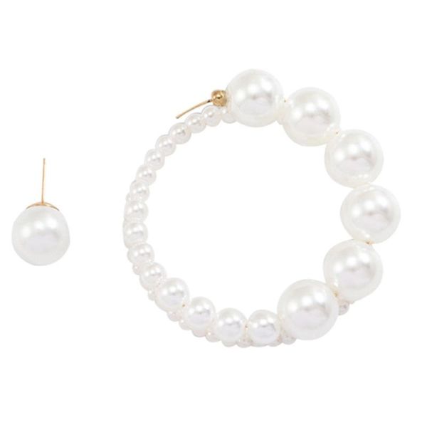 

1 pair round ring pearl earrings simple pearl ear jewelry stylish earrings vintage simple earbob small large earbob, Golden;silver