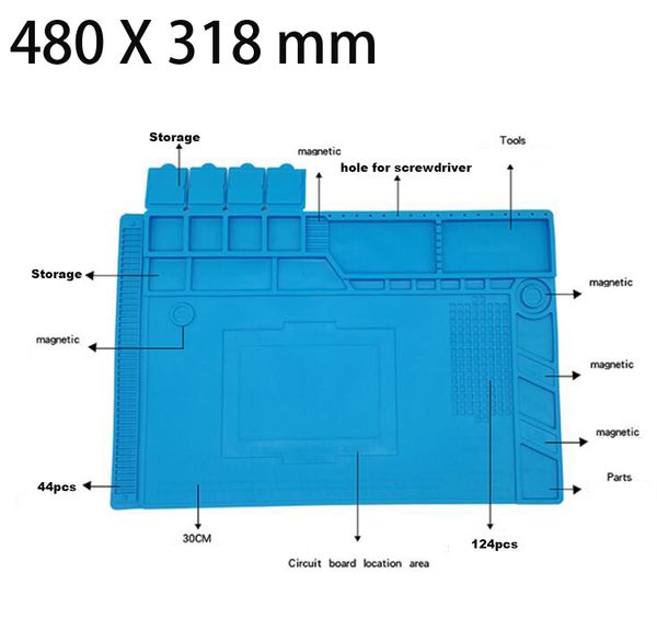 

1pcs 480 x 318mm soldering mat silicone heat-resistant insulation pad repair tools maintenance platform desk cushion