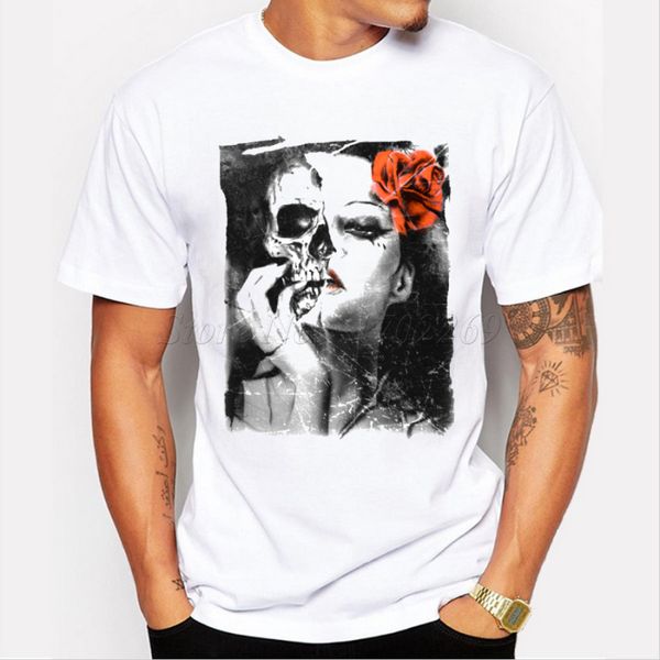 

new abstract women skull printed men's customized t shirt male hipster punk short sleeve fashion zombie design cool tees