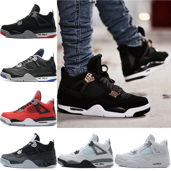 

basketball shoes mens 4 4s pure money motorsport royalty blackcat sports trainers bred toro bravo oreo sneakers size 41-47