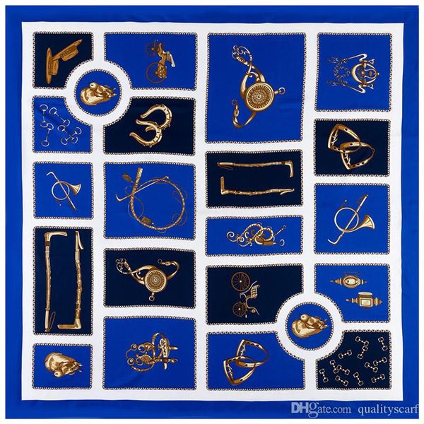 

carriage saddle horse print scarf women h shawls foulard femme large twill silk scarfs, Blue;gray