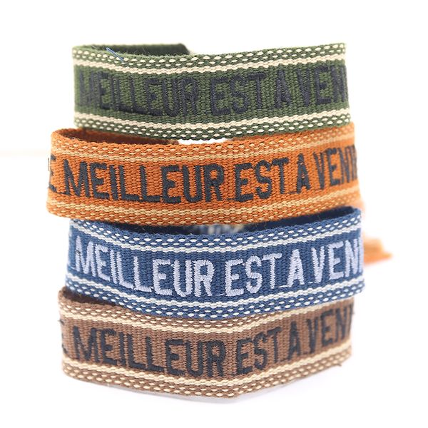 

charm bracelets adjustable fabric friendship bracelet letter embroidery tassel lace-up boho braided pulseras mujer, Golden;silver