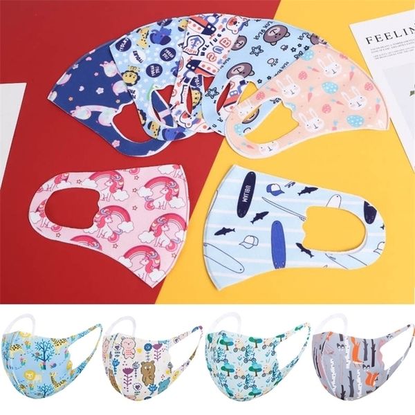 

designer masks kids fashion face mask children ice silk cartoon printed reusable washable facemask animal protective breathable maskshigh