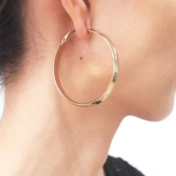 

hoop & huggie metal circle 50mm diameter earrings for women punk fashion statement big pendientes jewelry ukmoc, Golden;silver