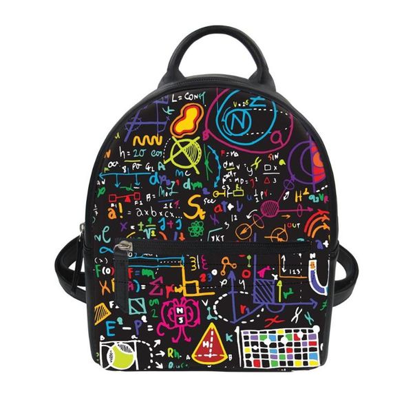 

custom math print women backpack mini rucksack luxury leather bagpack teenagers bolsa school bags college pu small travel bag