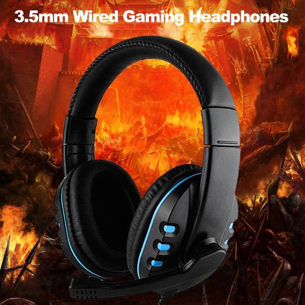 

3.5mm wired gaming headphones over ear game headset noise canceling earphone with microphone volume control for pc laptop