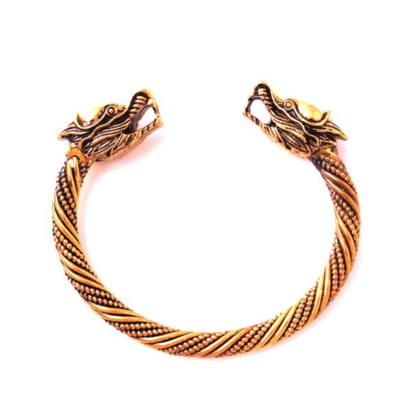 

viking style bangle for women men chinese traditional animal dragon pattern open bracelet jewelry zinc alloy dropshipping, Black