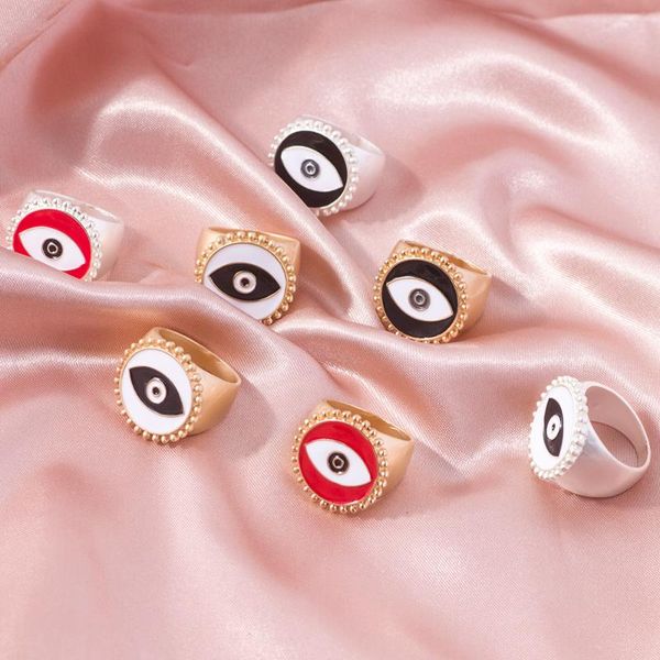 

2020 new cute rings women's wedding alloy drop oil eye rings for women girls gifts party fashion female jewelry drop shipping, Golden;silver