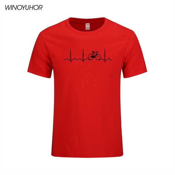 

bicycle heartbeat t-shirts for men summer casual short sleeve t shirts funny print cotton tees camisetas masculina