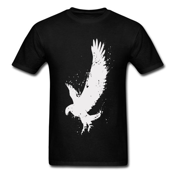 

2018 summer t-shirt men t shirt eagle brush strokes splatters on dark tshirt fall black cotton tee vintage clothes discount