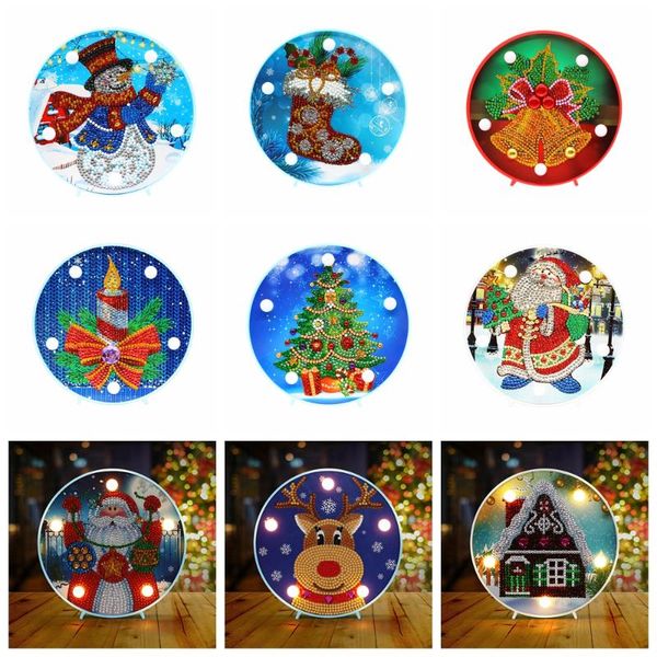 

paintings 5d diy diamond painting lamp led christmas decoration for home santa claus happy year decor