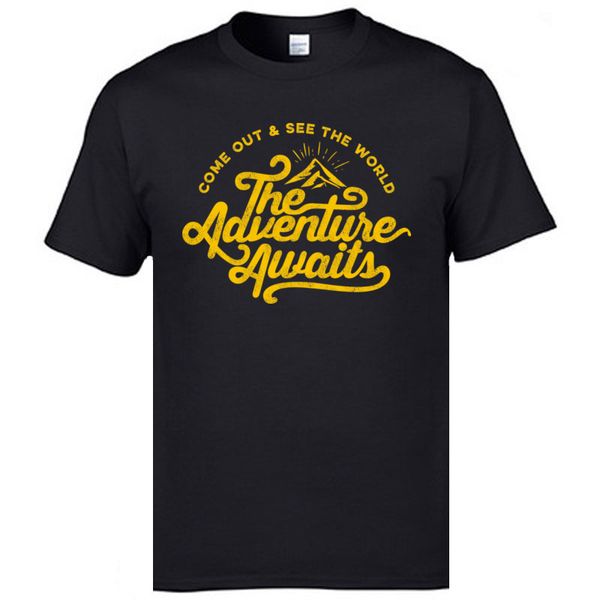 

come out the adventure mountain tee shirt cotton fabric o-neck mens t shirt clothes