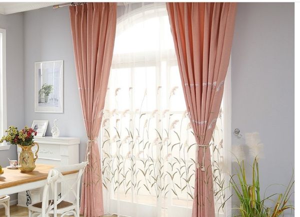 

2020 curtain cloth european style embroidery ecological hemp nordic shading curtain living room bedroom balcony curtain finished 00