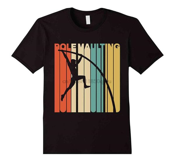 

o-neck fashion casual print t shirt vintage style pole vaulting silhouette t-shirt
