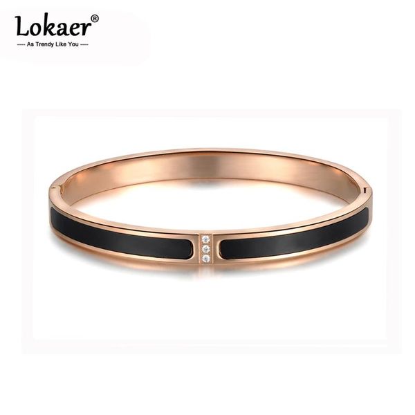 

bangle lokaer classic titanium steel white/black shell bracelets & bangles luxury engagement wedding jewelry for women b18045