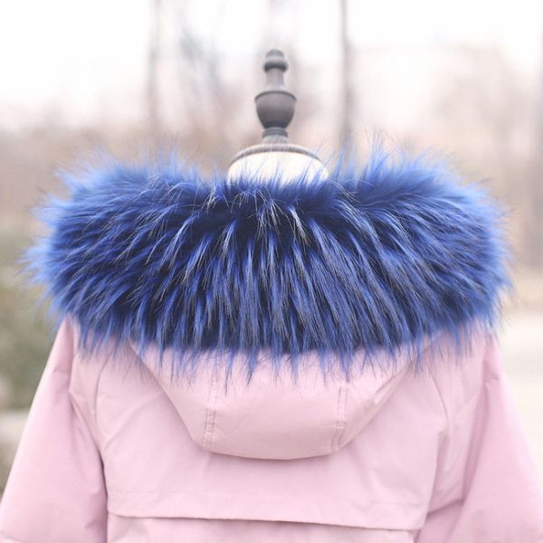 

super large faux fur collar winter warm women's scarf ladies down coat hooded collar, Blue;gray