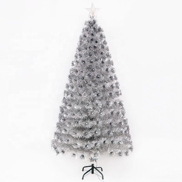 

180cm silver leveas national christmas trees holiday home decor optical fiber tree with whit led